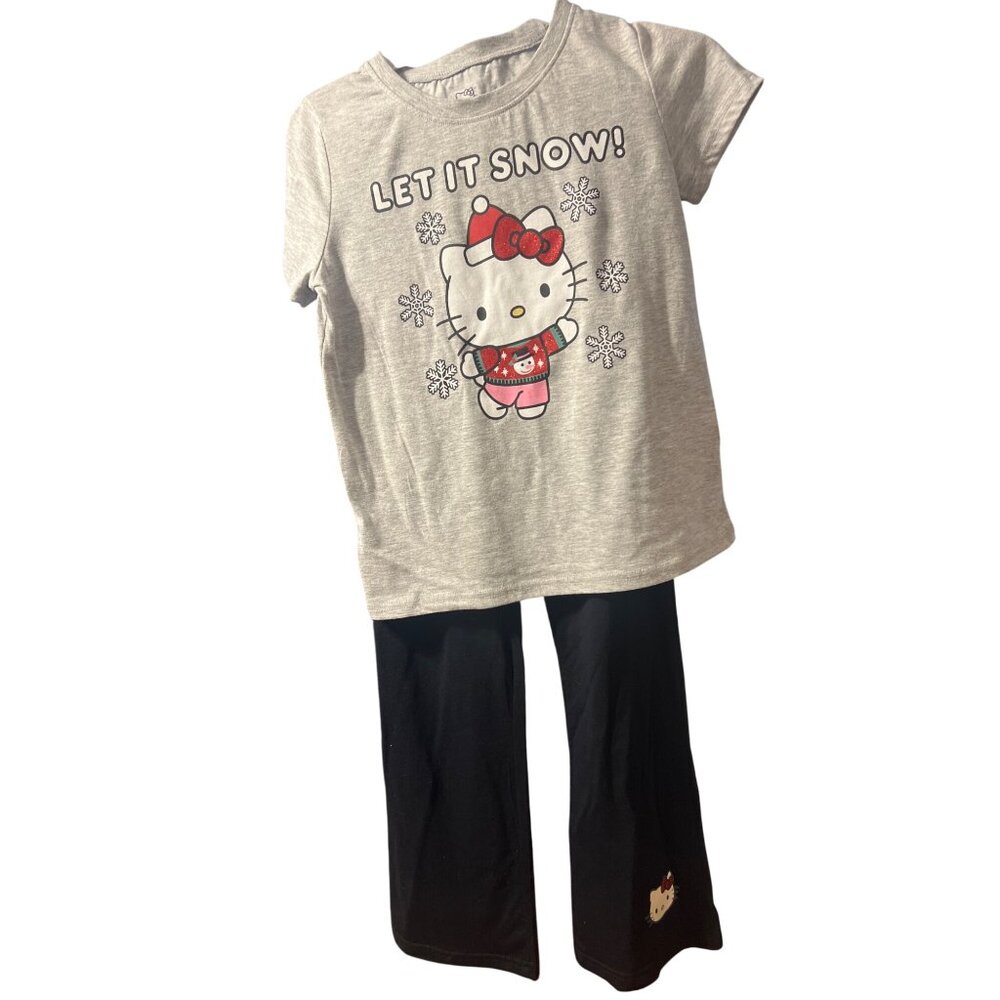 Hello Kitty Sanrio 2 Piece Outfit Let Snow Christmas Glitter Bow Sz 12 NWT READ